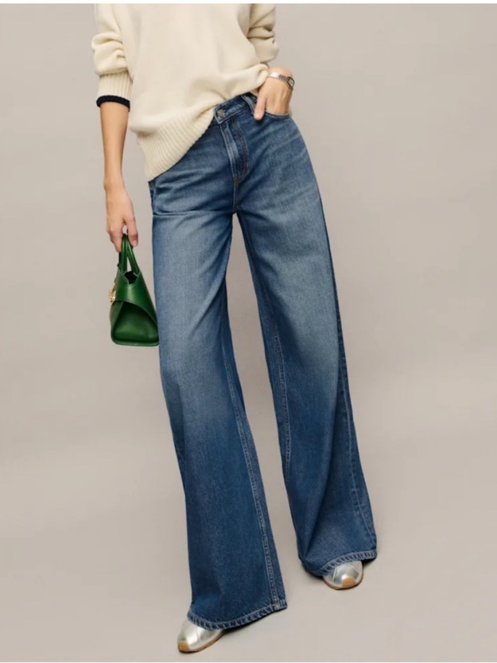Reformation Rui Lived-in Wide Leg Baggy Jeans size 23” soft but sturdy denim - Picture 2 of 7